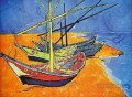 Fishing Boats on the Beach at Saintes Maries de la Mer Vincent van Gogh